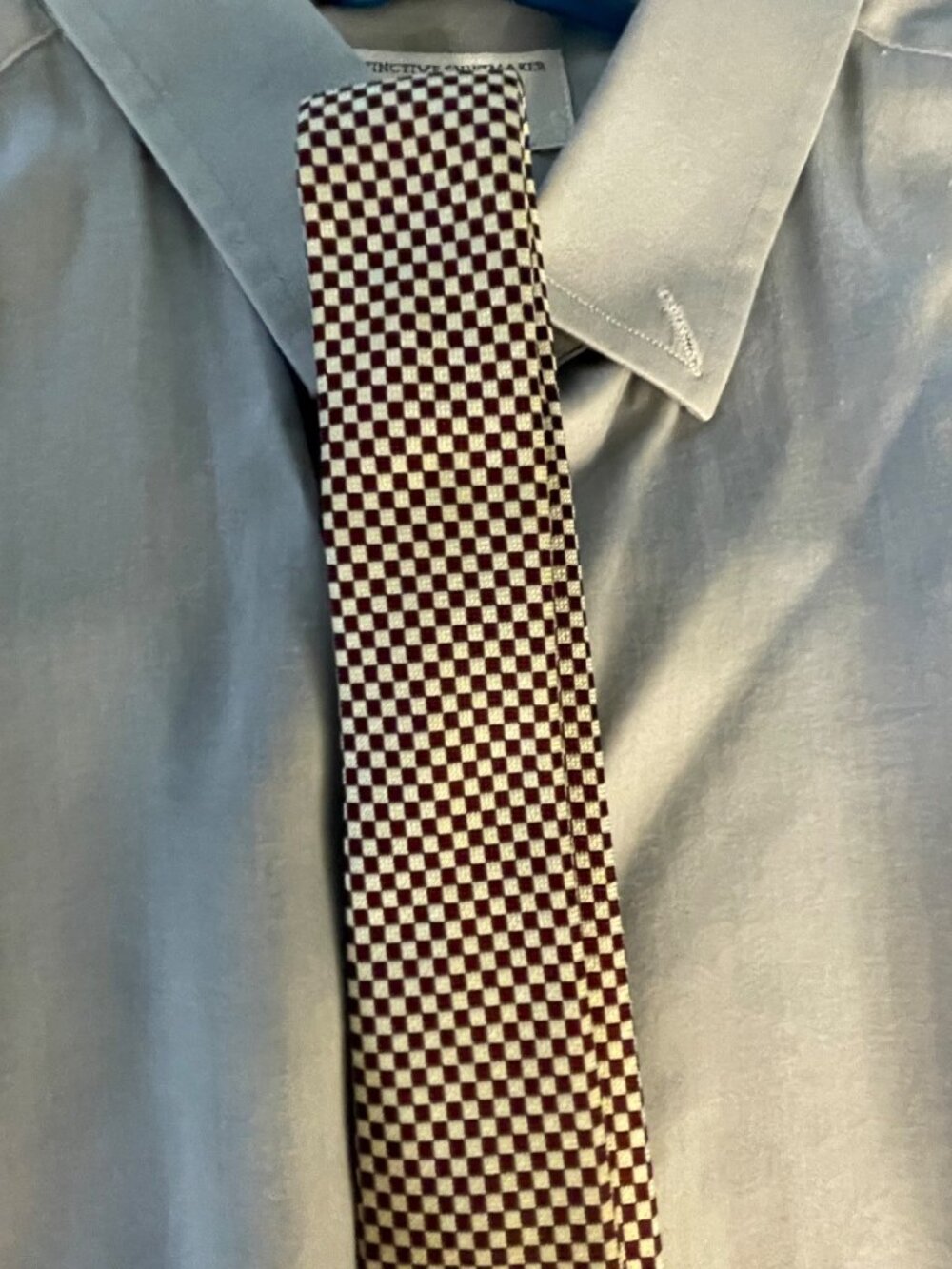 Ralph Lauren Purple Label Burgundy & Cream Checkered Silk Tie Made In Italy